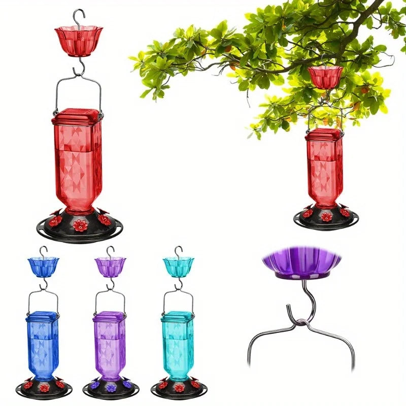 Hanging Glass Hummingbird Feeder, Outdoor Bird Leak Proof Base Feeder, Six Feeding Ports, Suitable For Outdoor Garden Decoration