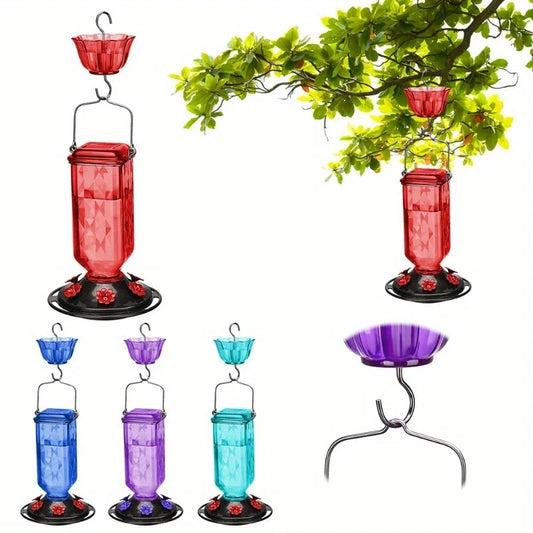 Hanging Glass Hummingbird Feeder, Outdoor Bird Leak Proof Base Feeder, Six Feeding Ports, Suitable For Outdoor Garden Decoration