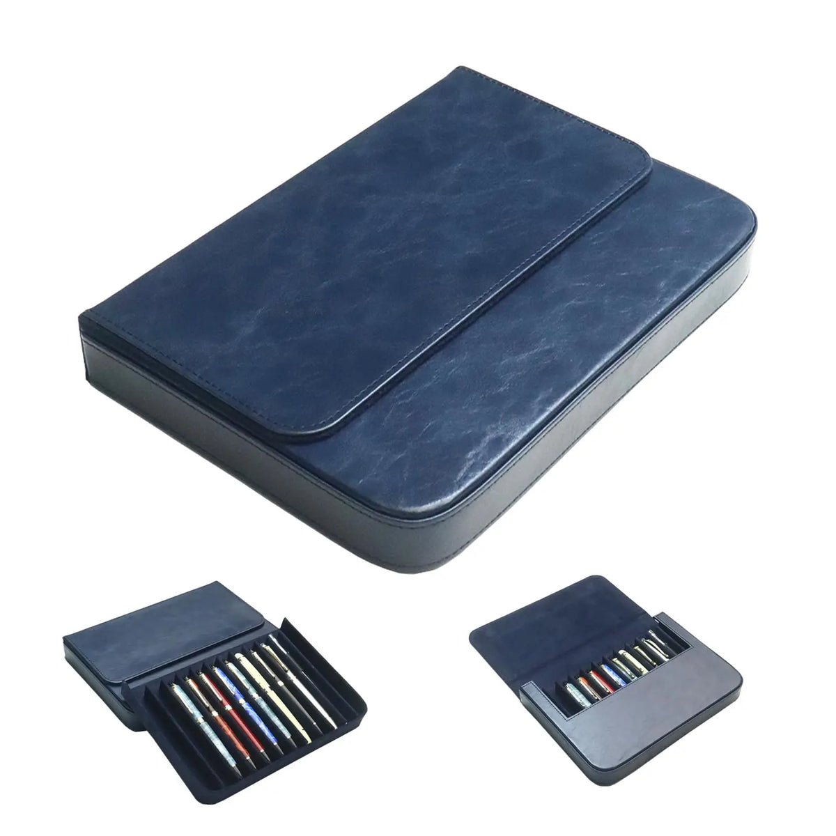 PU Leather 12 Fountain Pen Case Organizer, Handmade, Magnetic Closure with Drawer, Christmas Gift for Man/Woman/Office,12 slots