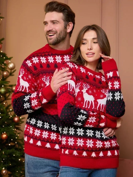 2026 New Women Men Kids Christmas Sweaters Casual Soft Jumpers Warm Thicken Matching Outfits Pullover Knitwear Xmas Family Look