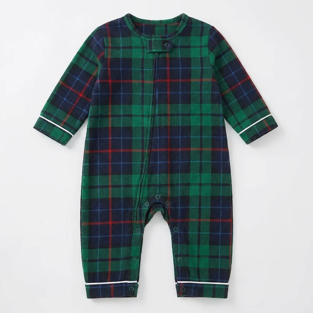 Merry Xmas Family Matching Pajamas Set Plaid Print Adults Kids Christmas Pyjamas Button Shirt+Trousers 2 Pieces Suit Loungewear