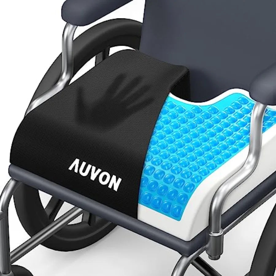 Gel Wheelchair Seat Cushion, Waterproof Cover, Pressure Sore and Ulcer Ergonomic Chair Cushion with U-Cutout for Tailbone Pain,