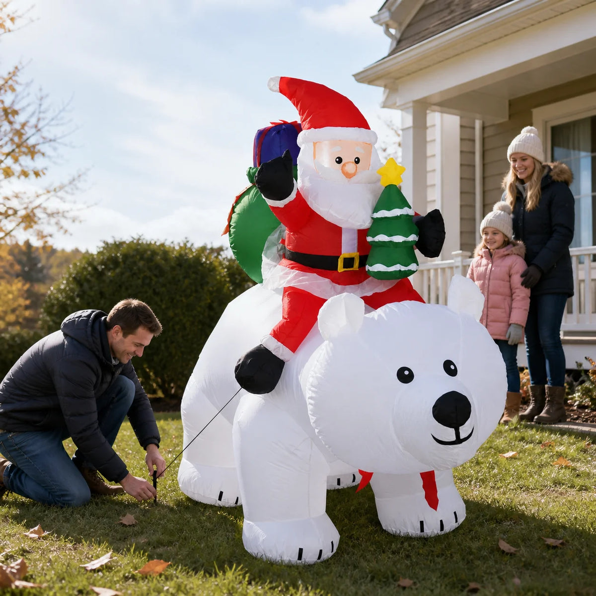 Huge Christmas Inflatables Santa Clause Riding Bear with Shaking Head 6.56ft Outdoor Decorations Inflatable Toy Mold Blow up Garden Yard Decor with LED Lights for Xmas Holiday Christmas Eve Party Indoor White Winter
