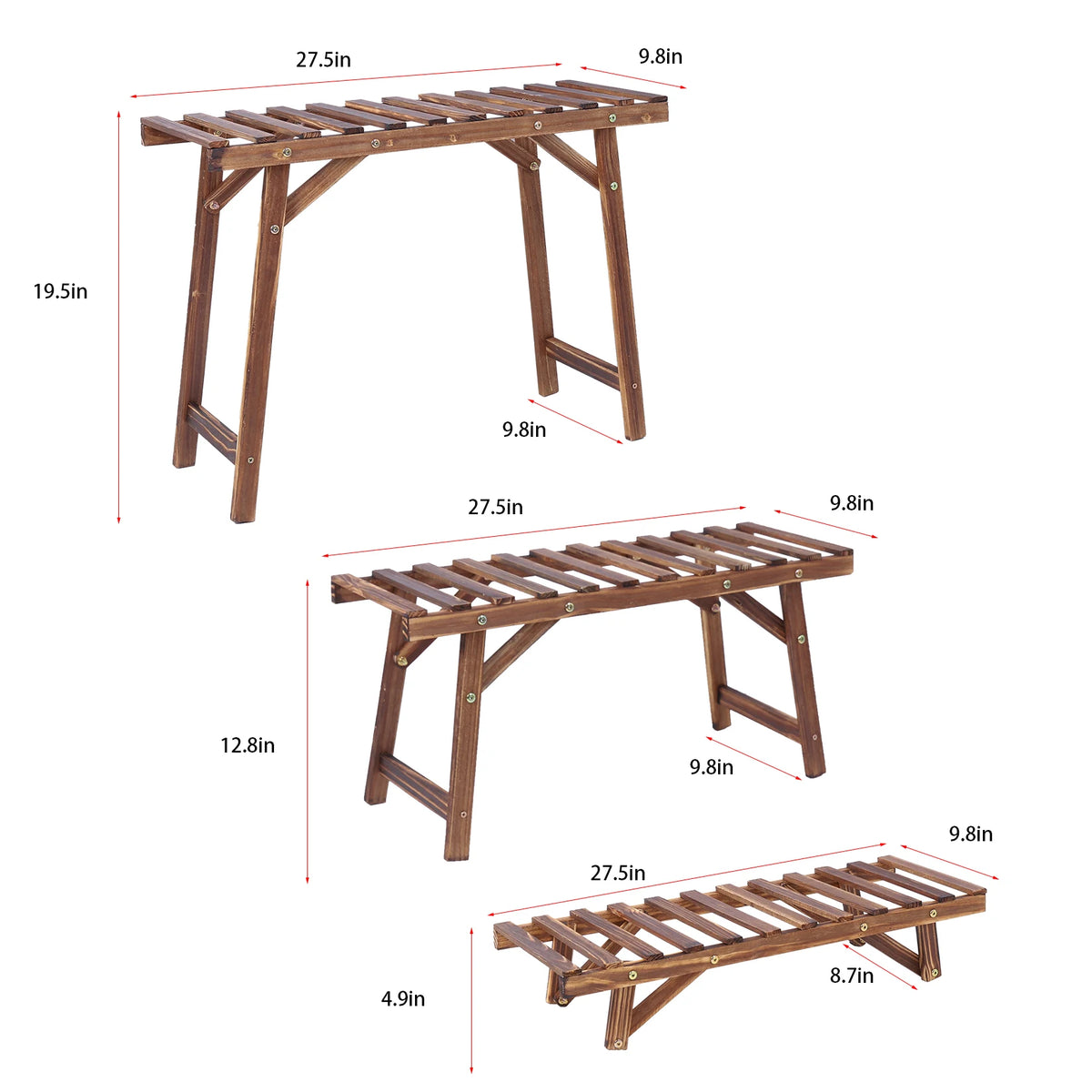 3 Tier Wood Plant Stand Display Rack Flower Pot Holder Planter Organizer for Home Garden Decor