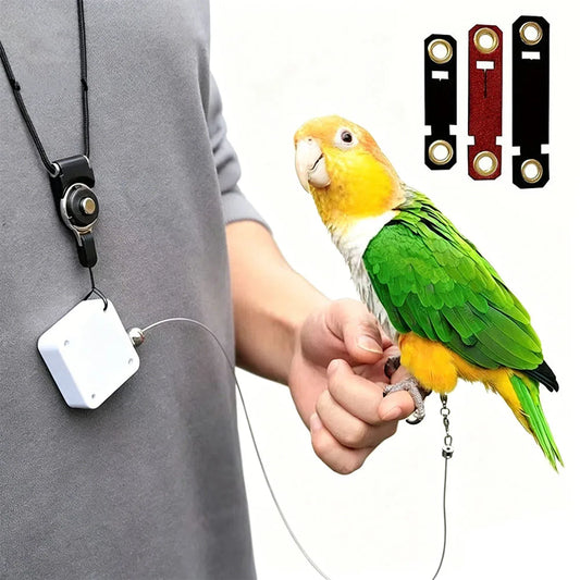 Bird Leash, Retractable Anti Bite Harness, 3 Different Sizes Of Foot Ring, Parrot Flying Rope For Birds Outdoor Training
