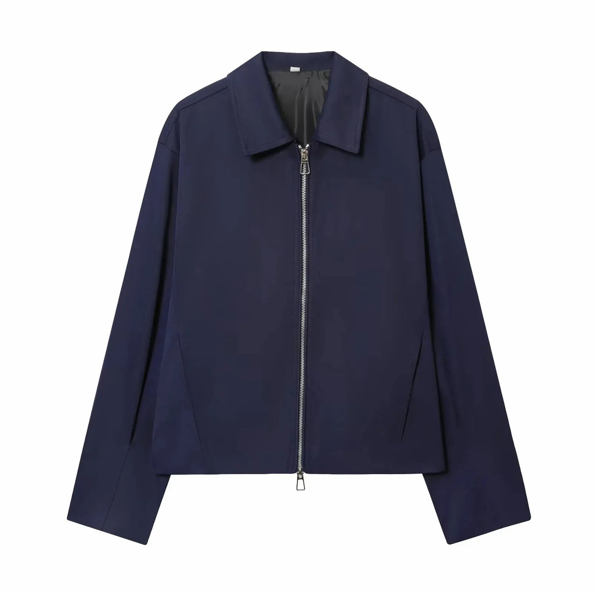 Women Casual Solid Zipper Coat Women Street Lapel Pockets Long Sleeve Simple Pleated Female Outwear Fashion Bomber Jacket