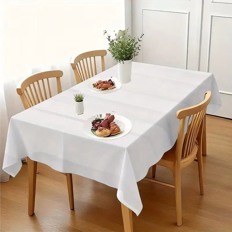 6-Piece Set -60 X 102 Inches White Tablecloth Suitable for Rectangular Tables, Reusable and Washable, Suitable for Tables 6-8 Feet Tall, Polyester Tablecloth, Suitable for Weddings, Parties, Banquets, Festivals, Halloween, Ch