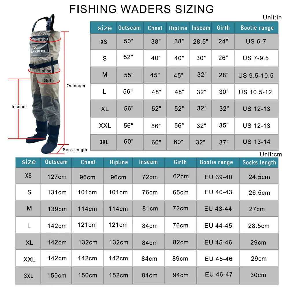 4-Layer Waterproof Men's Chest Fishing Waders Stockingfoot River Dry Wading Hunting Clothing with Neoprene Gravel Guard Protects