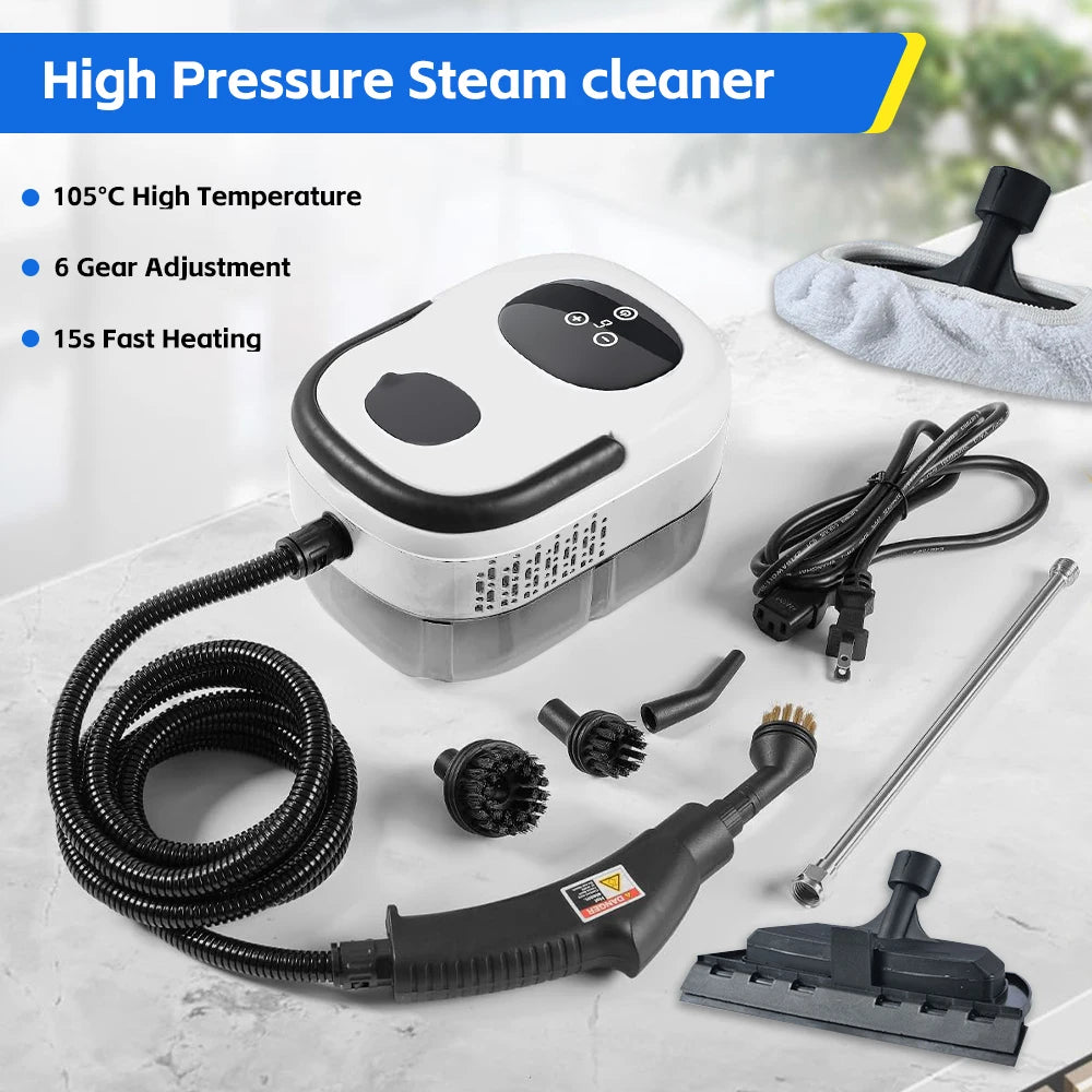 High Temperature Steam Cleaner 110V Portable Handheld Steam Cleaning Machine  6-Gear LCD Touch Screen 1500W Multi-Function Steam Cleaning Machine for Kitchen Hoods, Air Conditioners, Deep Cleaning and Disinfection