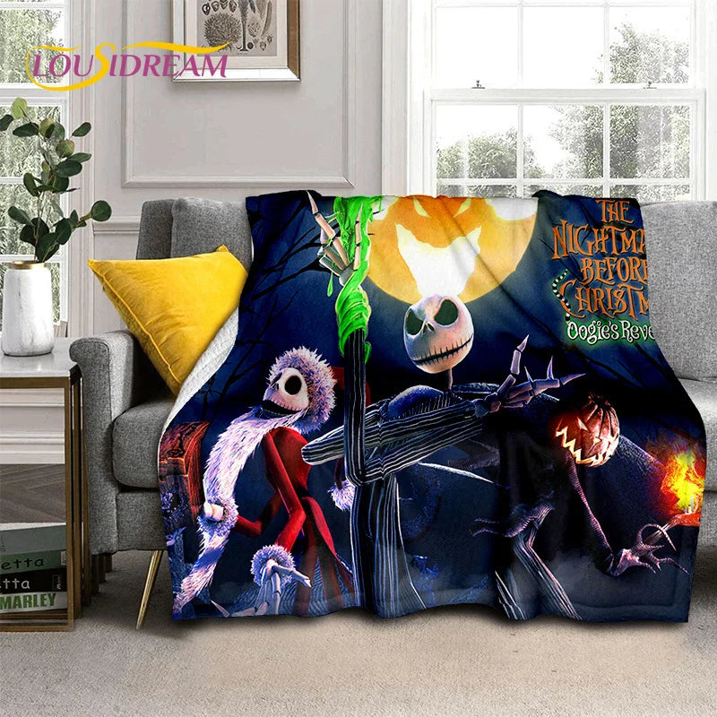 The Nightmare Before Christmas Jack Cartoon Blanket,Flannel Soft Throw Blanket for Home Bedroom Bed Sofa Picnic Office Kid Gift