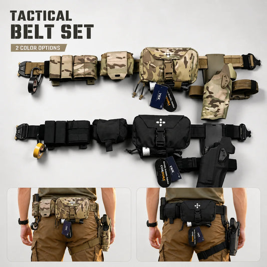 Tactical Waist Belt Set Quick Release MOLLE Duty Belt with Holster Mag Pouches Leg Strap for Airsoft Hunting Outdoor