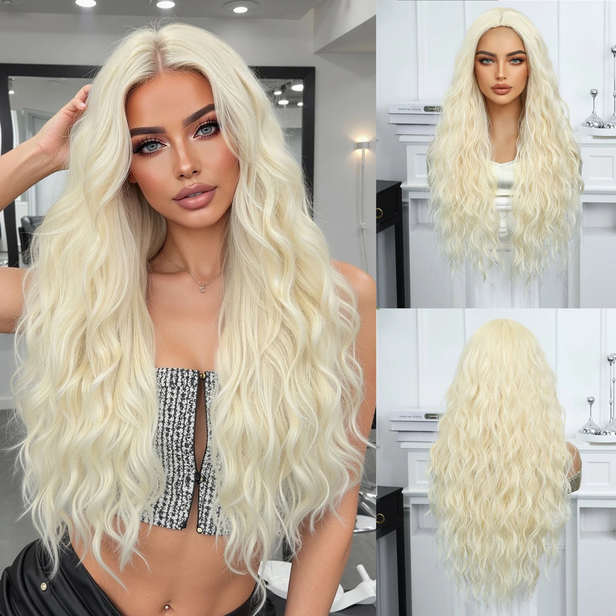 Long Curly Purple Hair Wig Deep Wavy Purple Wig For Fashion Women High Quality Synthetic Wig Party Cosplay Christmas Use 26 Inch