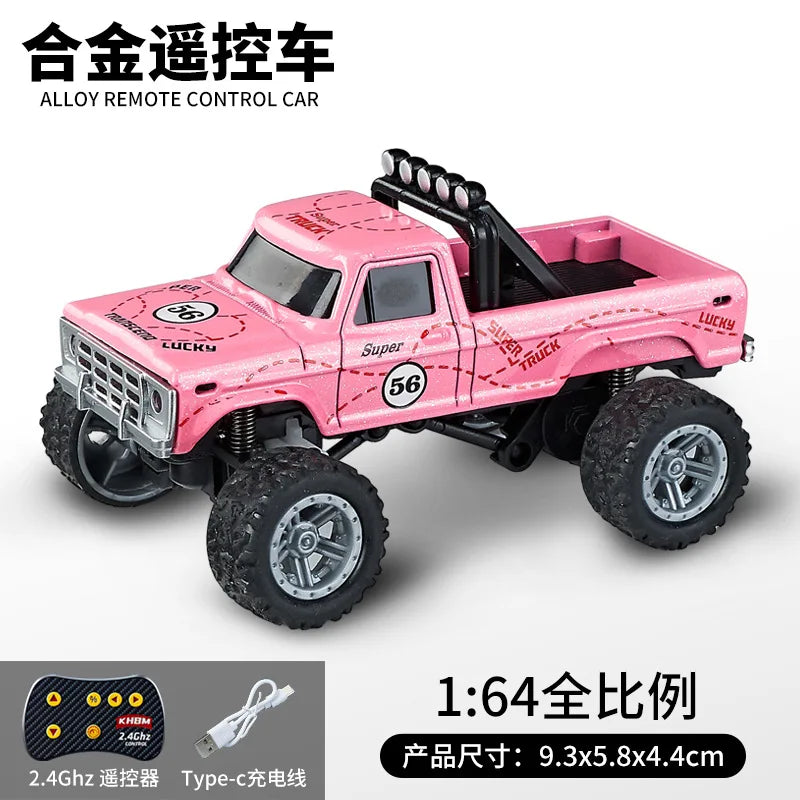 Mini 1:64 RC Car Monster Truck 2.4G Alloy Remote Control Off-Road Drift Racing with Led Light Adult Boys Toys Christmas Gifts