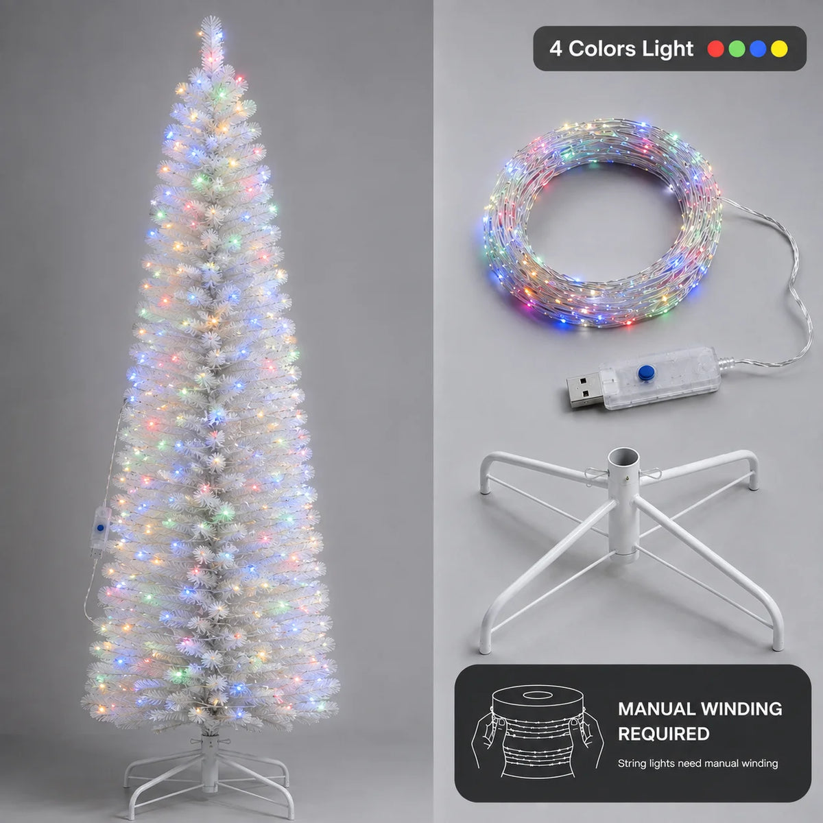 Artificial Christmas Tree PVC Pointed Head Pencil White Large Christmas Tree 1.2m To 2.1m Christmas Home Party Scene Decorations