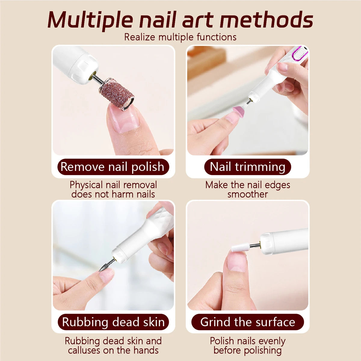 Cloud Prime Nail Drill, Adjustable 20000 RPM Portable Cordless Professional Electric Nail Polish Machine With Nail Clippers, Bits Kit, Manicure Pedicure Polishing Shape Tools For Manicure Salon Christmas And New Year Gifts