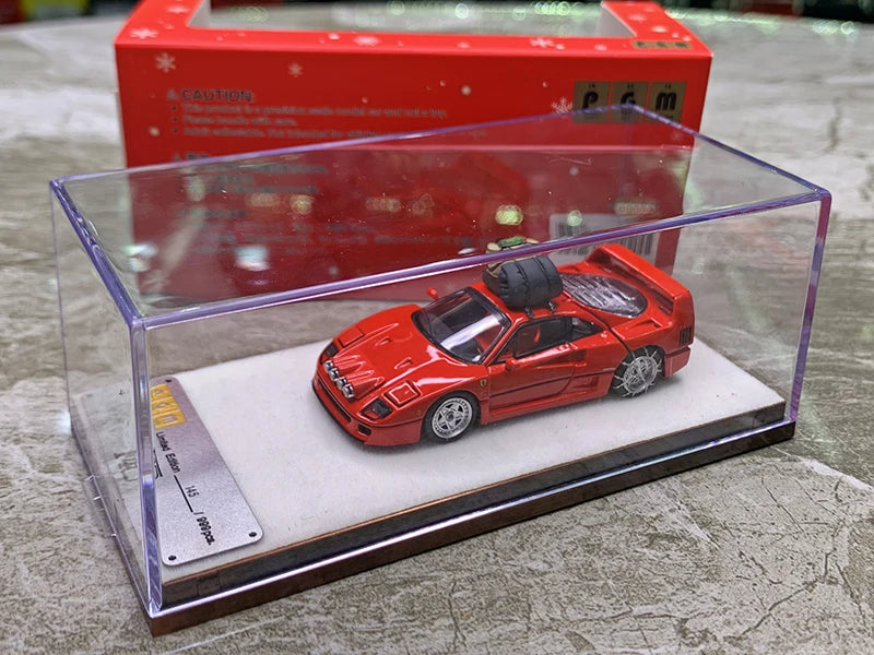 PGM 1:64 F40 Christmas Edition Alloy Fully Open Limited to 999 Pieces Simulation Resin Alloy Static Car Model Toys Gift