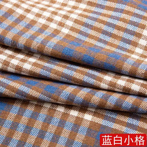 50cmBrushed Polyester Cotton Plaid Fabric 240gsm 1.45m Wide Soft Checkered Cloth for Spring Autumn Shirts, Skirts & DIY Sewing