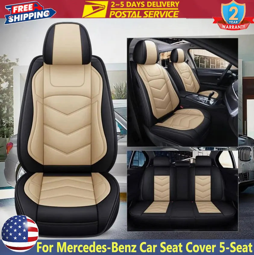 Four Season Universal For Mercedes-Benz Car Seats Cover 5-Seats Front Rear Full Set PU Leather Cushion For SUV Auto Accessories