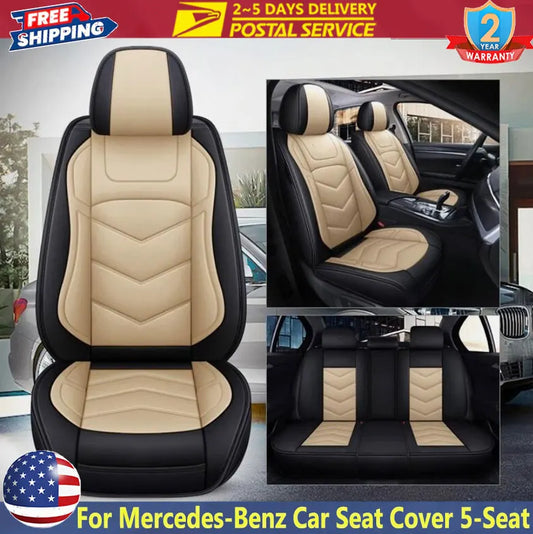 Four Season Universal For Mercedes-Benz Car Seats Cover 5-Seats Front Rear Full Set PU Leather Cushion For SUV Auto Accessories