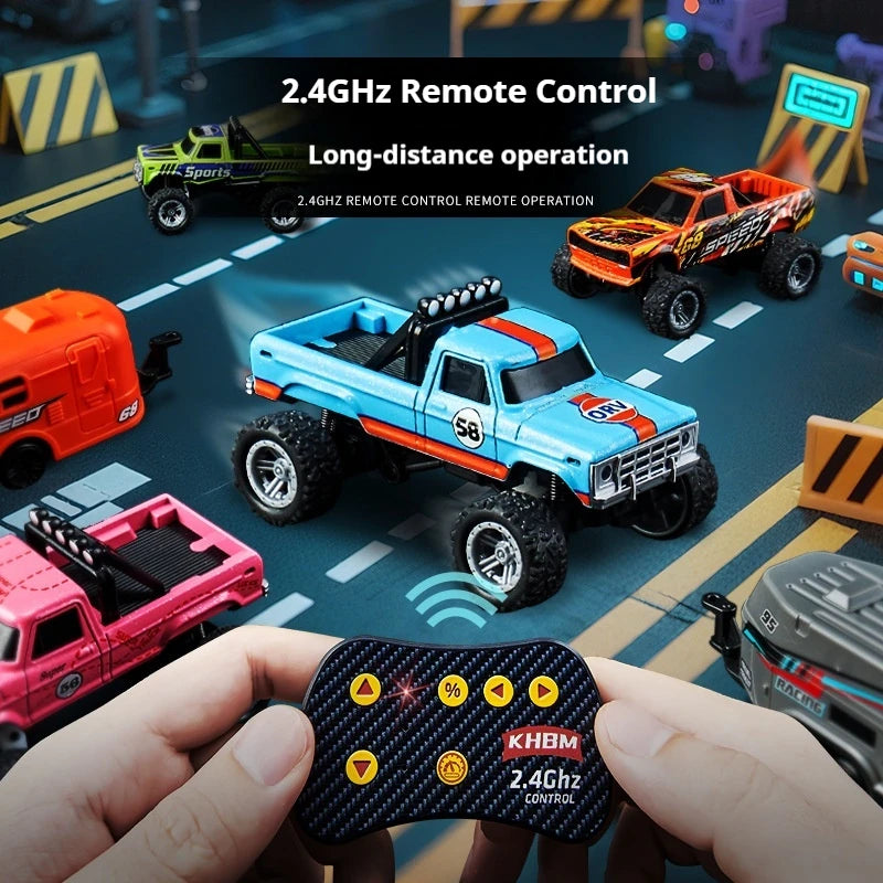 Mini 1:64 RC Car Monster Truck 2.4G Alloy Remote Control Off-Road Drift Racing with Led Light Adult Boys Toys Christmas Gifts