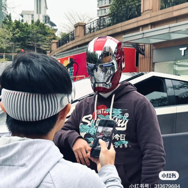 Iron Man Mask Mk5 Electric Voice Control Helmet 1/1 Cosplay 1:1 Mask Led Eyes Metal Mask Iron Man Helmet Adult Christmas Gift