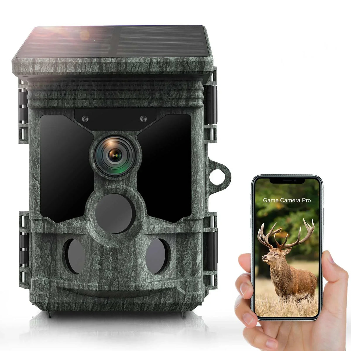 RD7010WF 4K 112MP WIFI Night Vision Wild Game Trail Camera, Solar Powered Camera Traps for Hunting and Home Garden Security