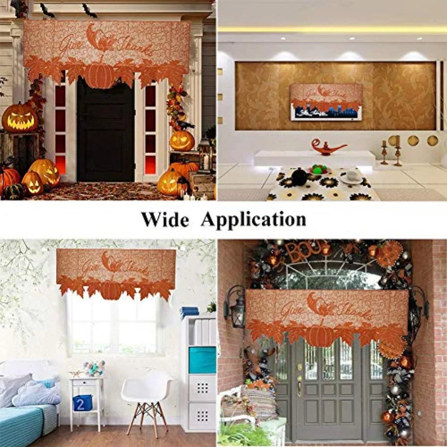 20"x60" Thanksgiving Decor Fireplace Scarf Fireplace Cloth Pumpkin Lace Table Runner Fall Runner Mantle Scarves Cover for Thank