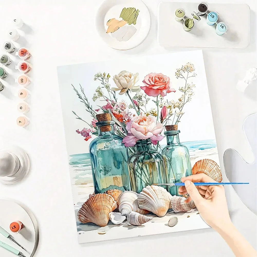 Floral Scenery Diy Art Paint By Numbers For Adult Craft Kit HandPainted On Canvas Valentines Gift Home Decor
