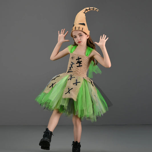 Disguise Oogie Boogie inspired Girls Tutu Dress with Hat Nightmare Then Christmas Stage Costume Kids Halloween Fancy Clothing