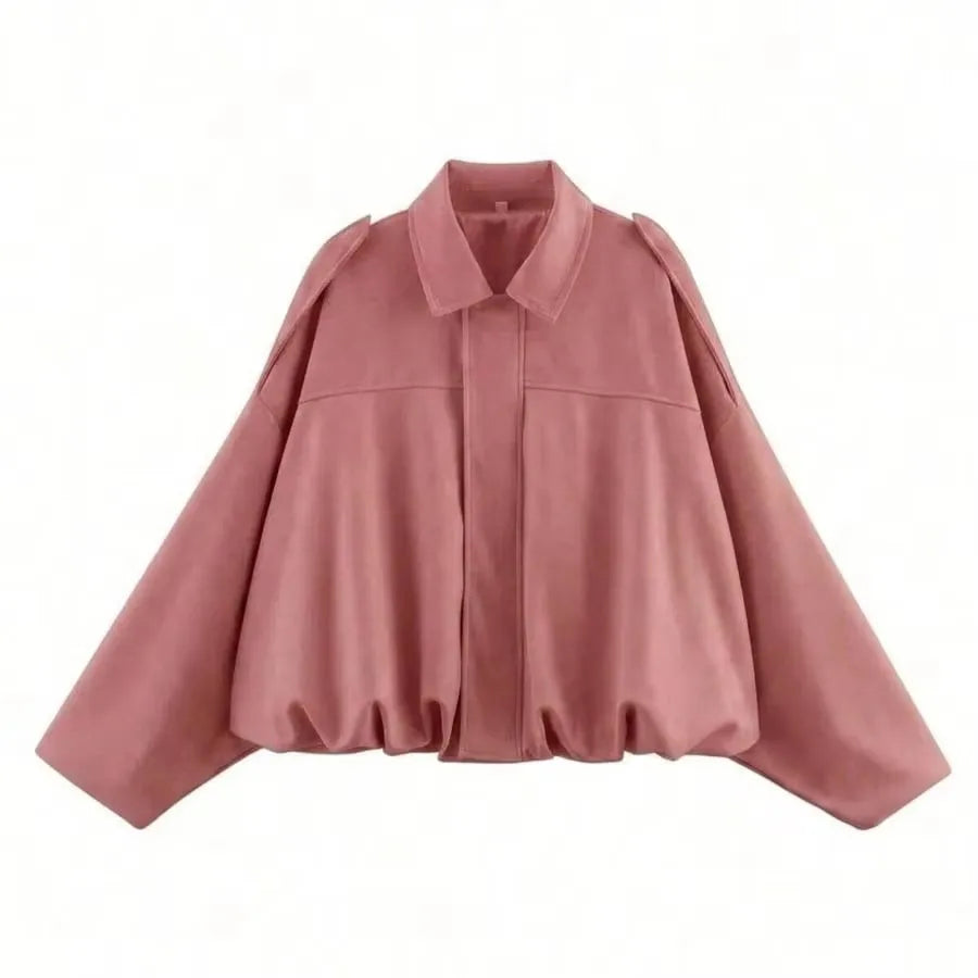 HH Women Elegant Party Jacket Loose Casual Office Coat Lapel Zipper Long Sleeve Vintage Autumn Vacation Winter Solid Outerwear