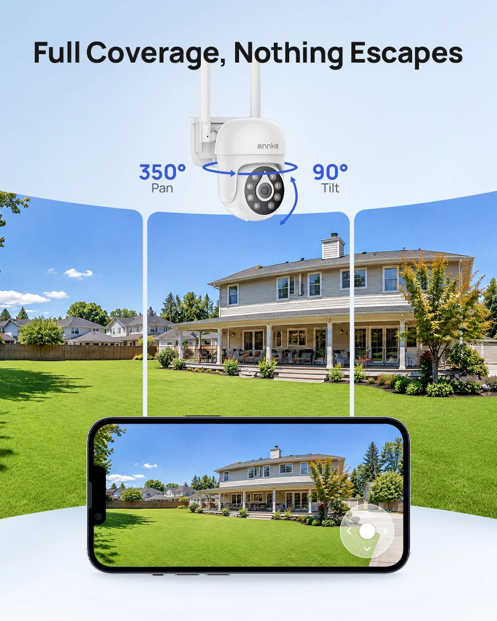 ANNKE 5MP PTZ Wireless Security Outdoor Camera System 12" NVR 10CH Pan 350° Tilt 90° Dual-Band WiFi Night Vision 2-Way Audio