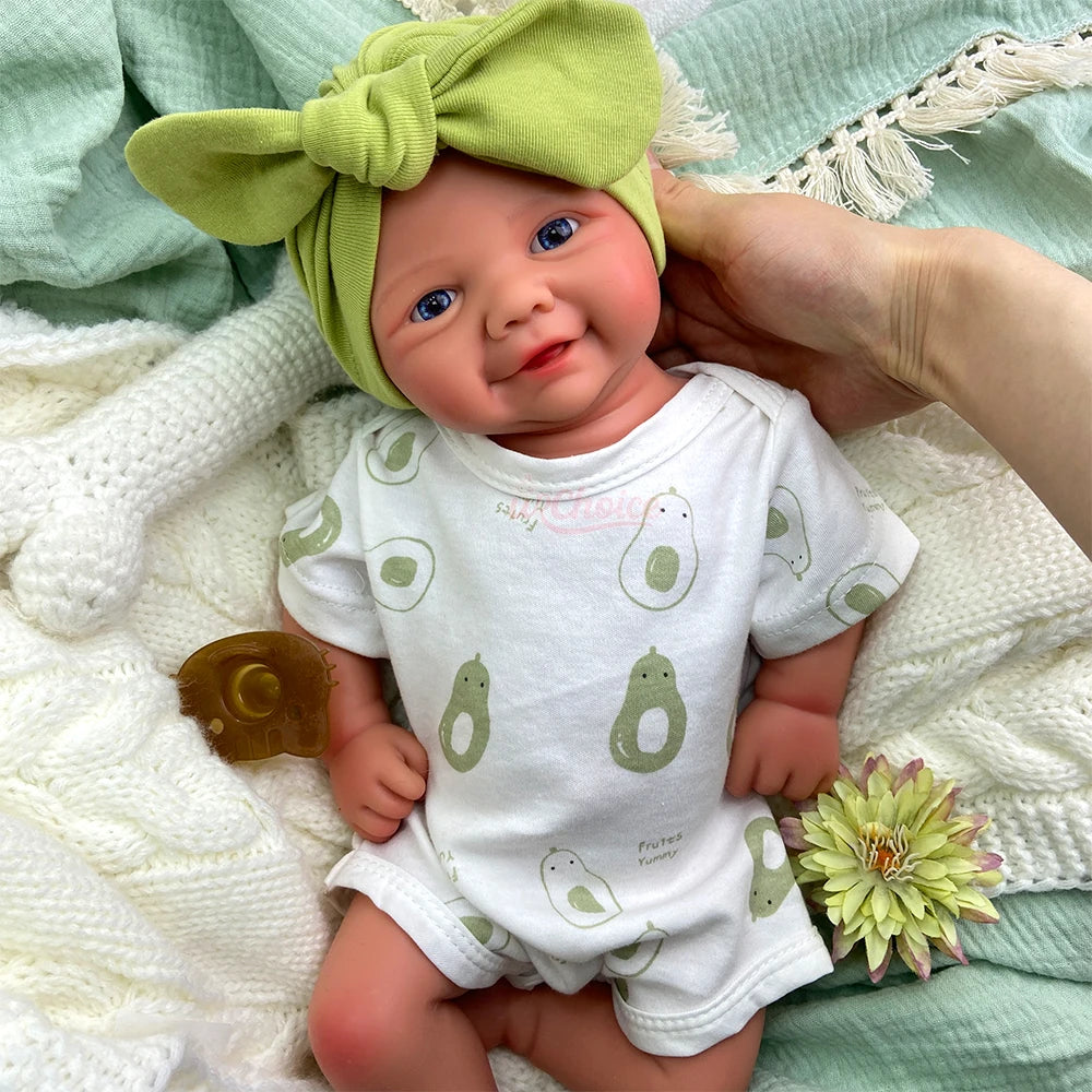 17Inch Silicone Reborn Baby Girl Handmade Soft Lifelike Waterproof Newborn Doll Toy Comfortable to Hold for Christmas Gift