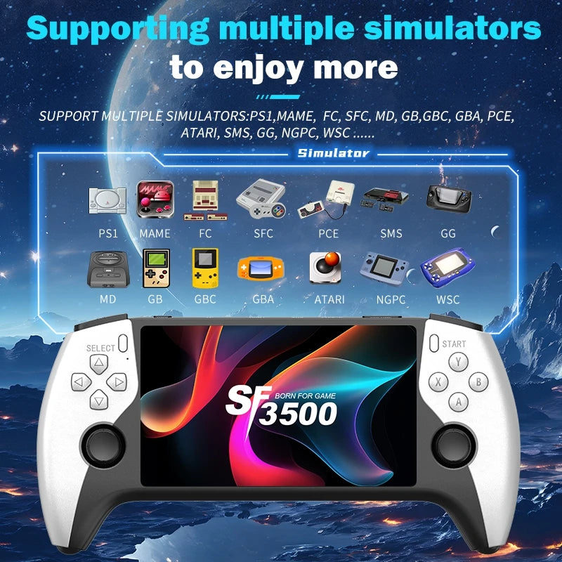 2026 New SF3500 5 Inch Handheld Game Console for PS1 GBA SNES MAME Retro Emulator FHD Portable Gaming Machine Christmas Gift