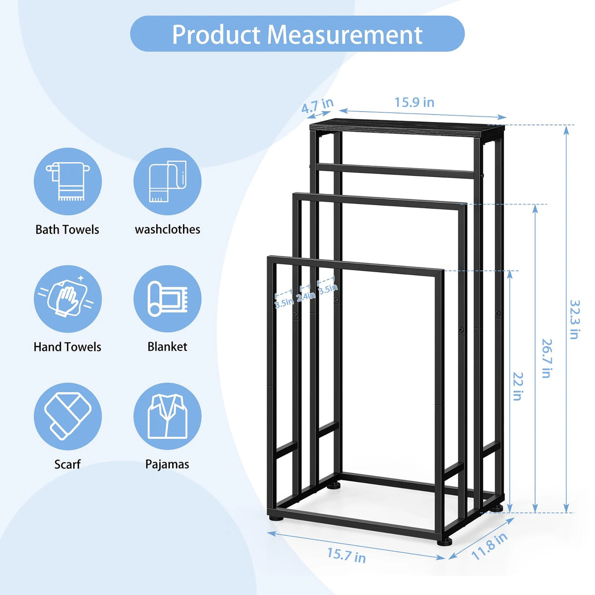 3-Tier Freestanding Towel Rack