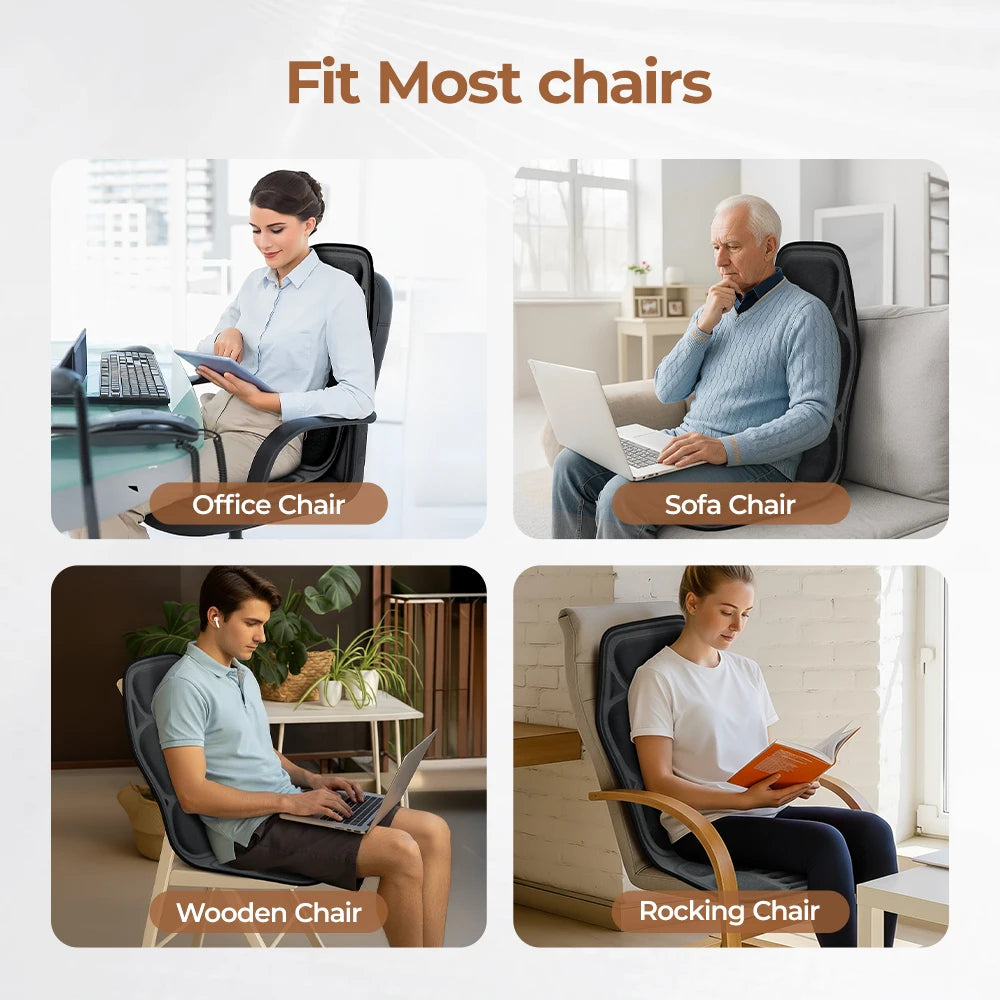 Back Massager with Heat, Massage Chair Pad for Shoulder and Back, Deep Tissue Vibration Seat Cushion for Body Relief, Best Gifts