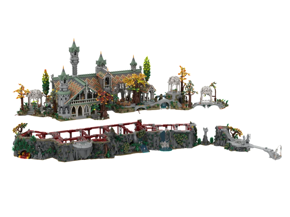Rivendell House Castle Extension and Mountain Base Architecture Moc Building Blocks Model Assembly Toys Festival Christmas Gifts