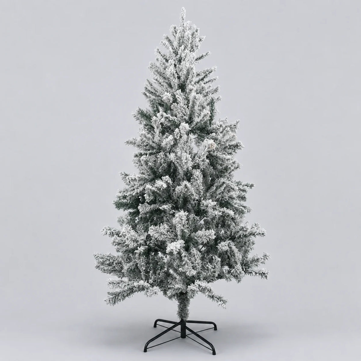 Snow Flocked Artificial Christmas Tree Slim PVC Xmas Tree 4-8FT Tree Only or USB LED String Lights with Remote Holiday Decor
