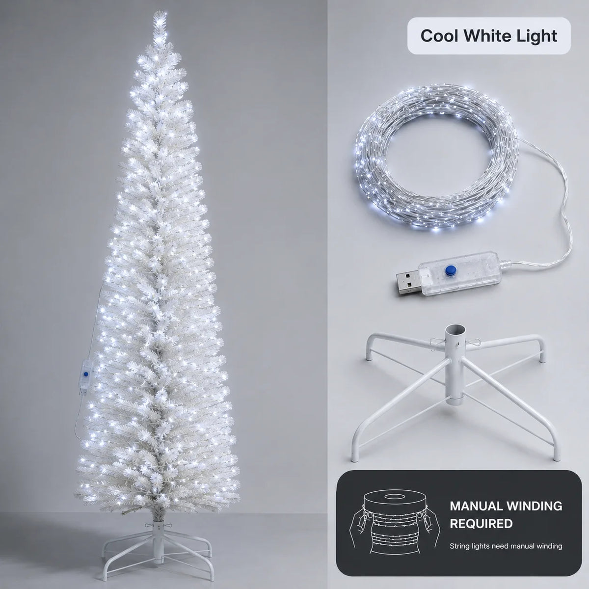 Artificial Christmas Tree PVC Pointed Head Pencil White Large Christmas Tree 1.2m To 2.1m Christmas Home Party Scene Decorations