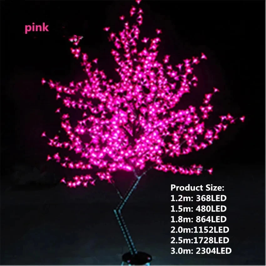 Waterproof Artificial LED Cherry Tree Night Light 1.5M-3M New Year Christmas Wedding Garden Decoration Light