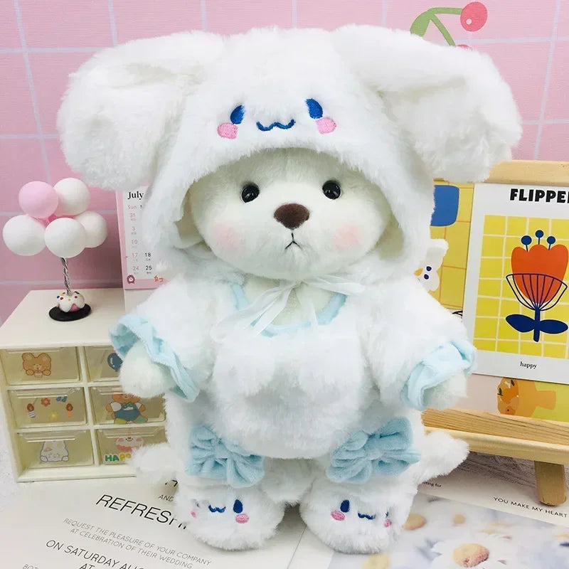 2025 New Model Kawaii 30cm Lena Joint Bear Plush Doll Doll in Teddy Bear One-piece Suit Girl Birthday Gift Christmas Gift