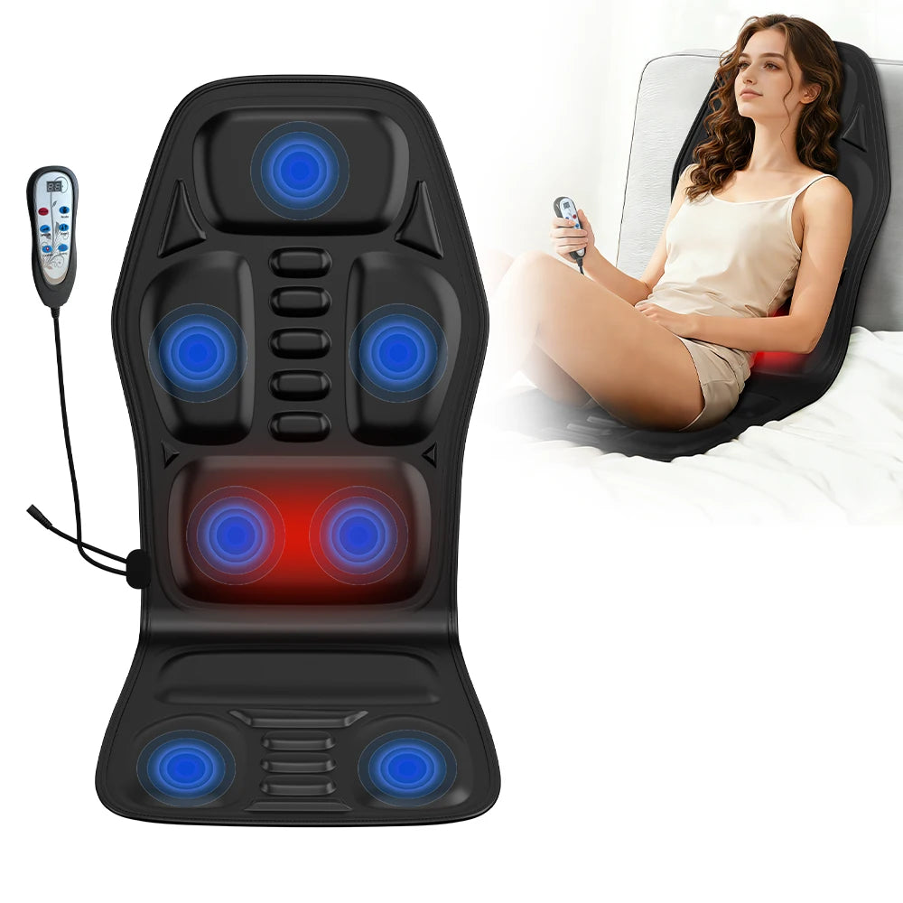 Back Massager with Heat, Massage Chair Pad for Shoulder and Back, Deep Tissue Vibration Seat Cushion for Body Relief, Best Gifts