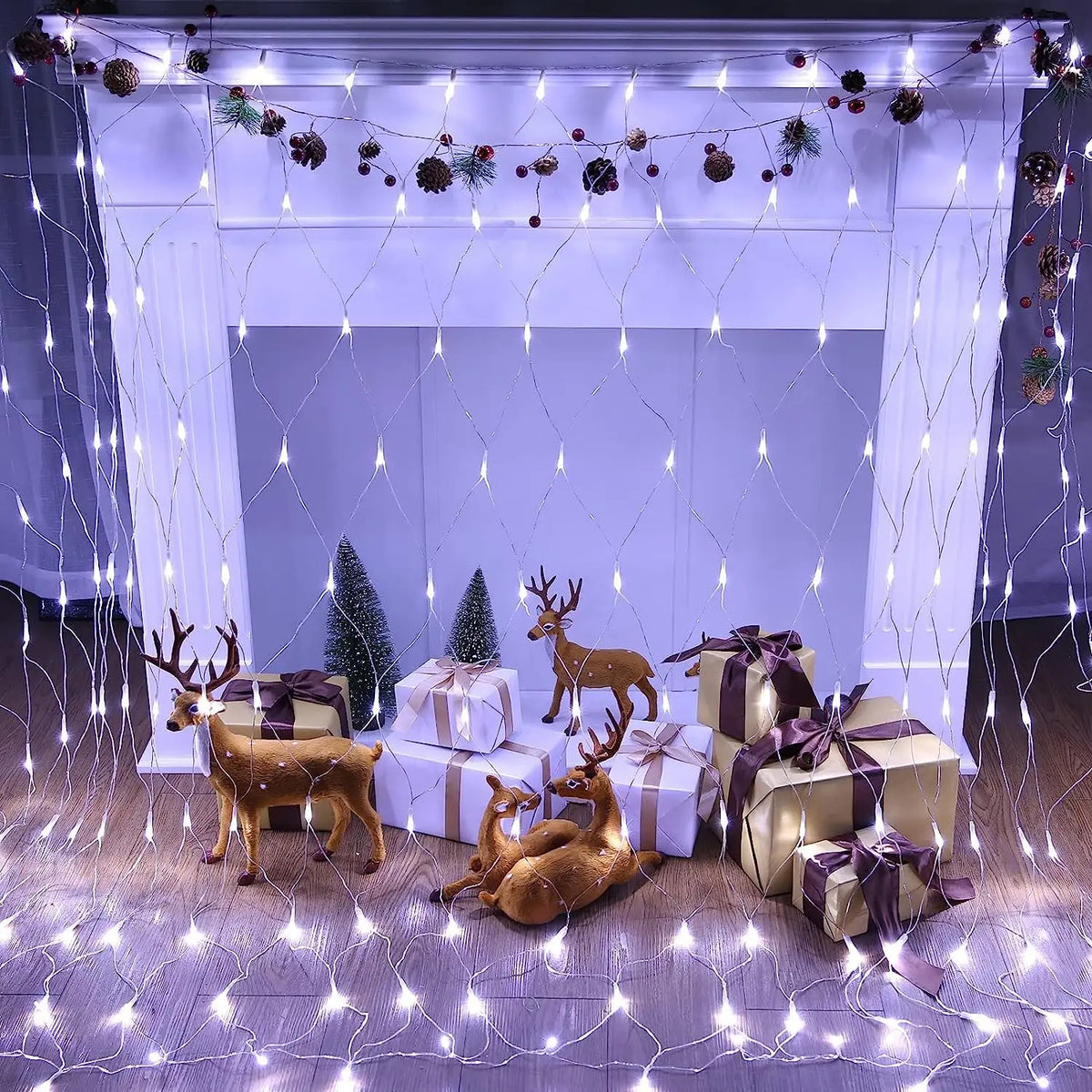 Solar Lights Outdoor Garden decoration 3M x 2M Mesh Curtain Fairy Light Waterproof Garland Christmas Wedding Decors with Remote
