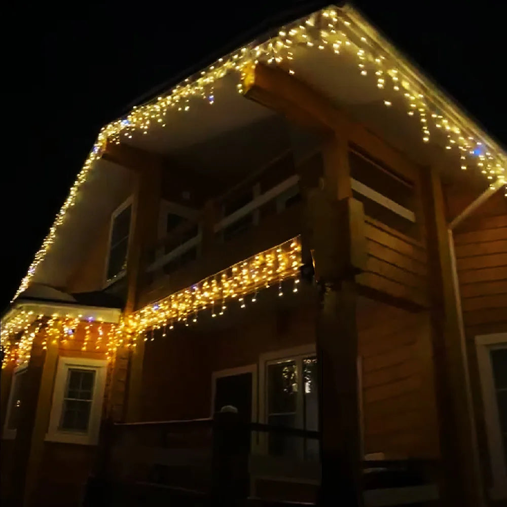 Christmas Decorations 2026 Star Garland 4M(W)*0.4/0.5/0.6M(H) With Twinkling Strobes (Warm White+Cool White)8 Modes Festoon Led
