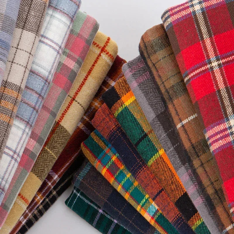 Brushed Plaid Cotton Fabric Soft To The Touch Sold By The Yard Ideal For Clothing Doll Dresses And DIY Sewing Projects.