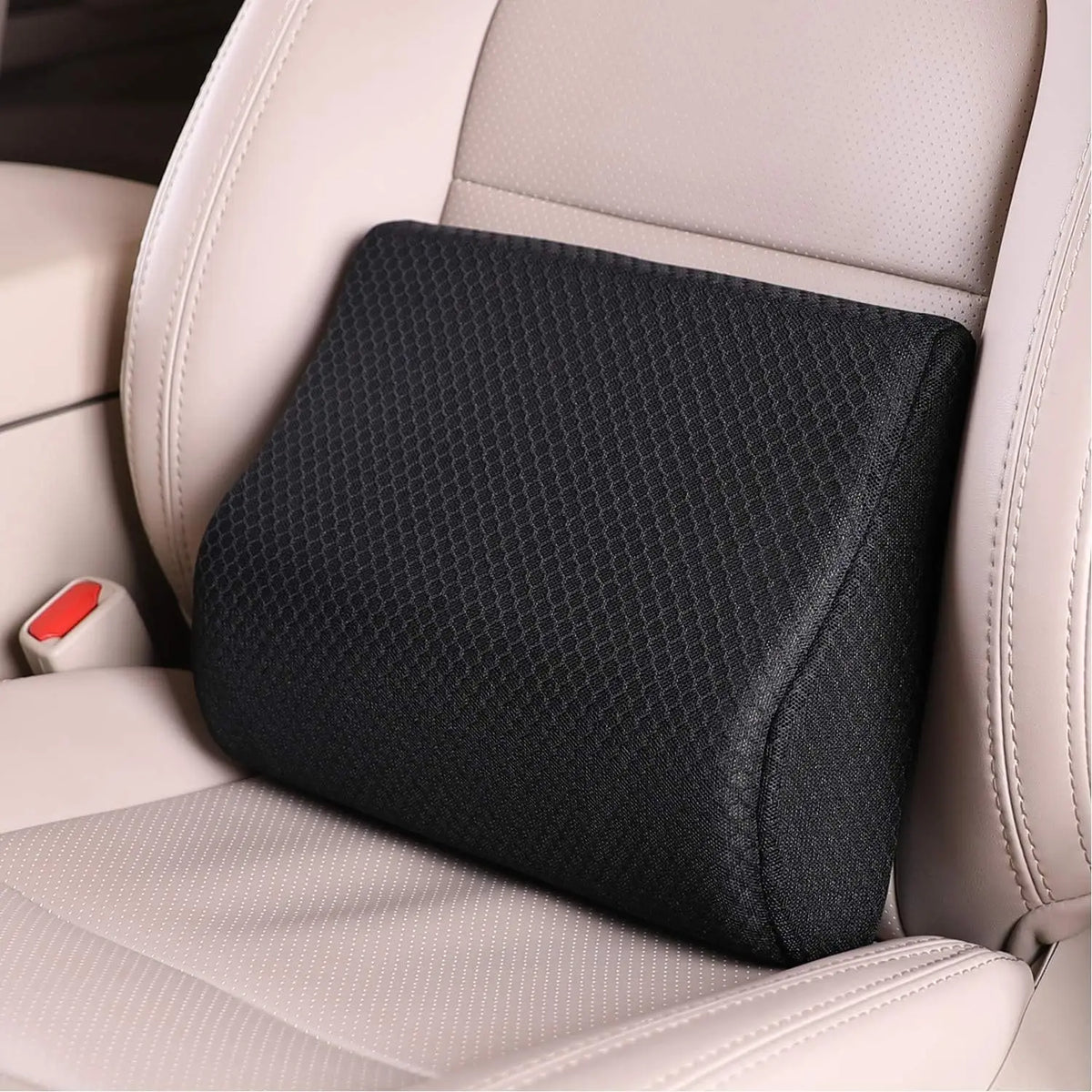 Memory Foam Lumbar Support Pillow for Car - Lower Back Support Cushion for Driving,   (Black)