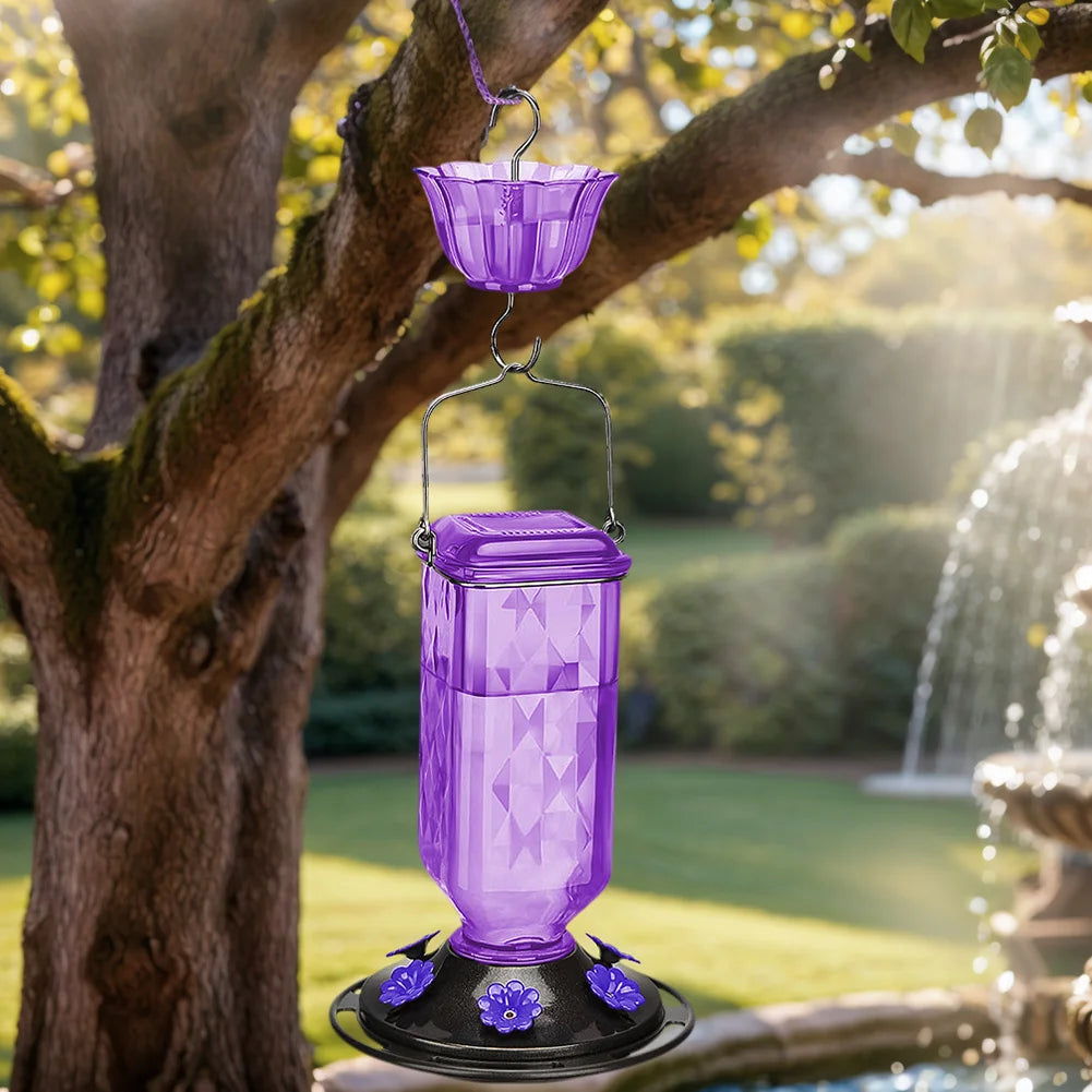 Hanging Glass Hummingbird Feeder, Outdoor Bird Leak Proof Base Feeder, Six Feeding Ports, Suitable For Outdoor Garden Decoration
