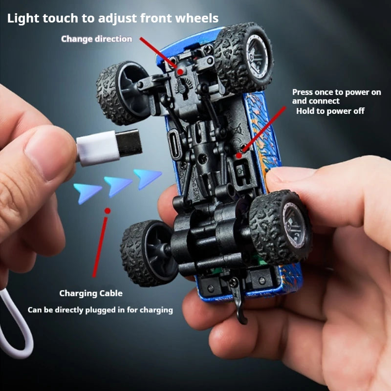 Mini 1:64 RC Car Monster Truck 2.4G Alloy Remote Control Off-Road Drift Racing with Led Light Adult Boys Toys Christmas Gifts