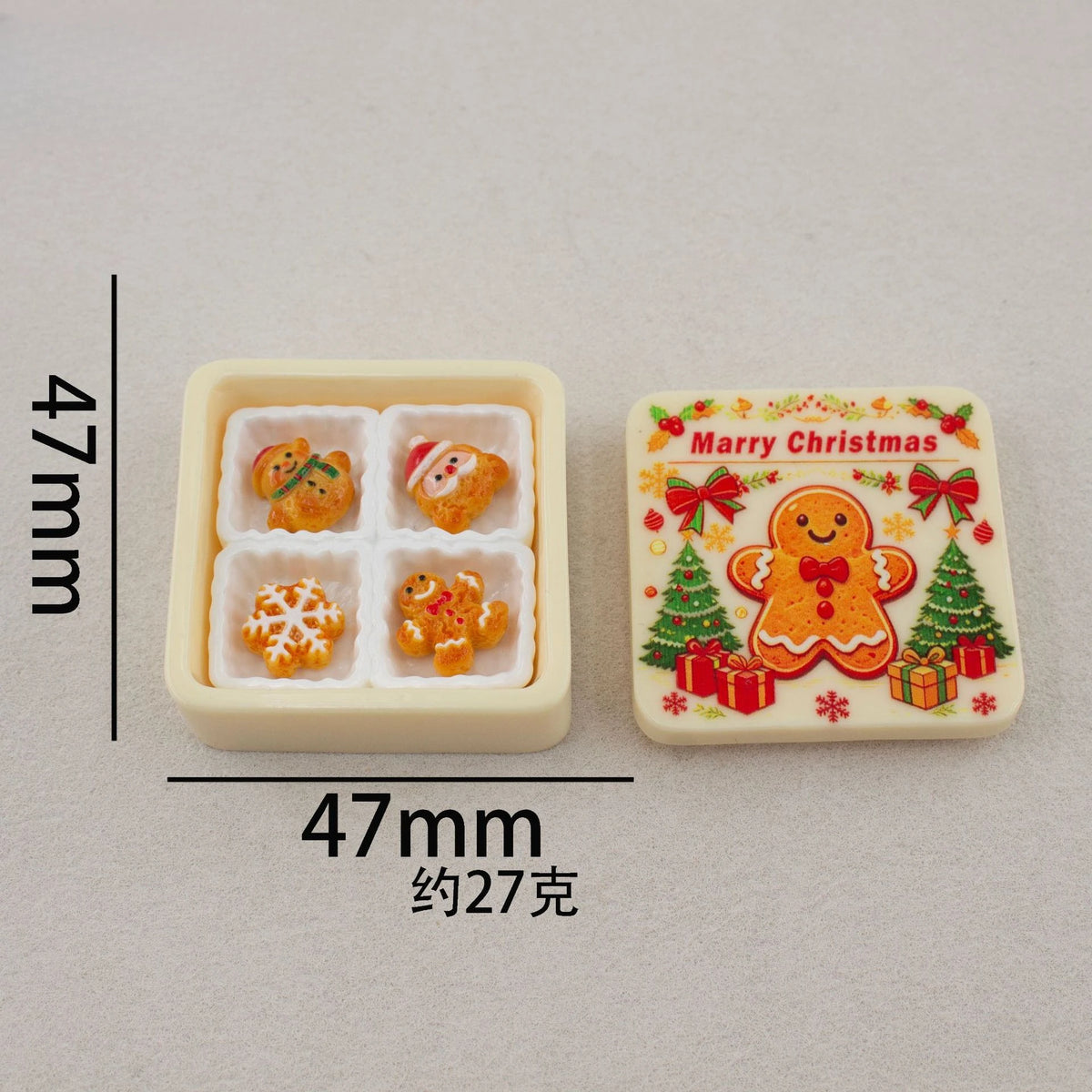 Cute Christmas Gingerbread Biscuit Gift Box Series 3D Resin Cabochon DIY for Keychain Earrings Dollhouse Accessories