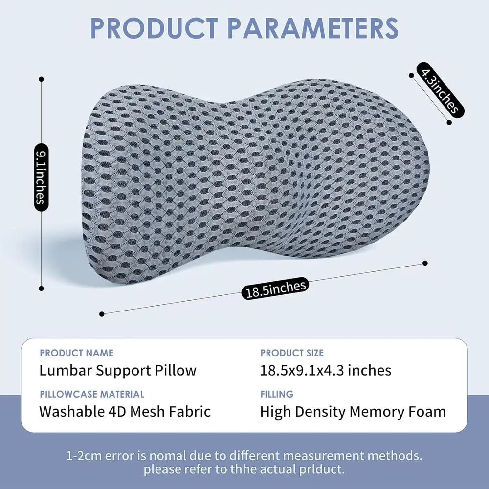 Ergonomic Lumbar Support Cushion for Car Seats, Office Chairs, Recliners, and Beds - Gray