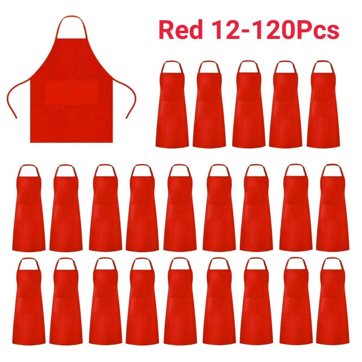 12-120Pcs Bib Aprons with 2 Pockets Unisex Chef Apron Kitchen Aprons Painting Sewing Christmas Cookie Party Server Aprons